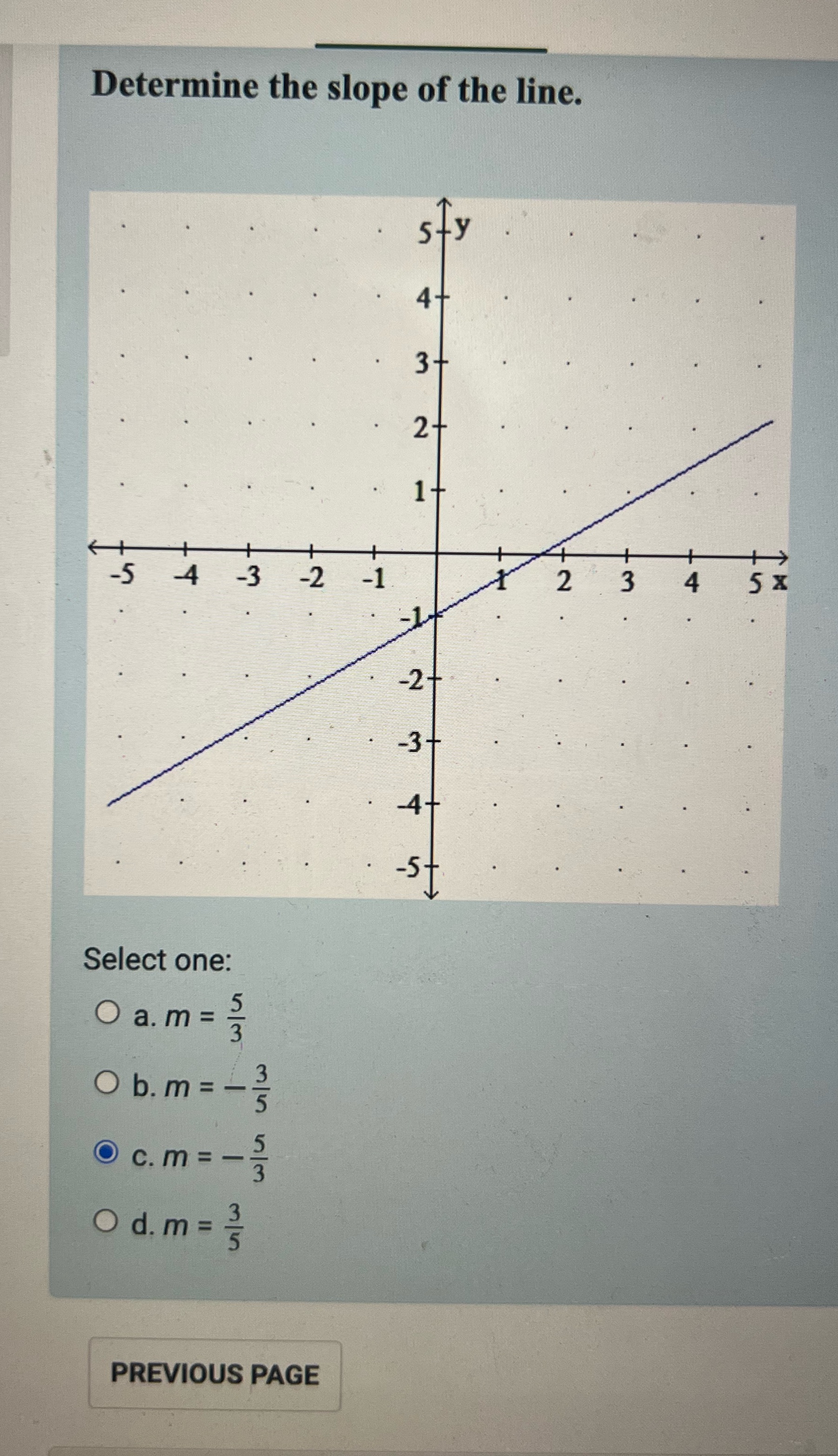 What is the correct answer? Determine the slope