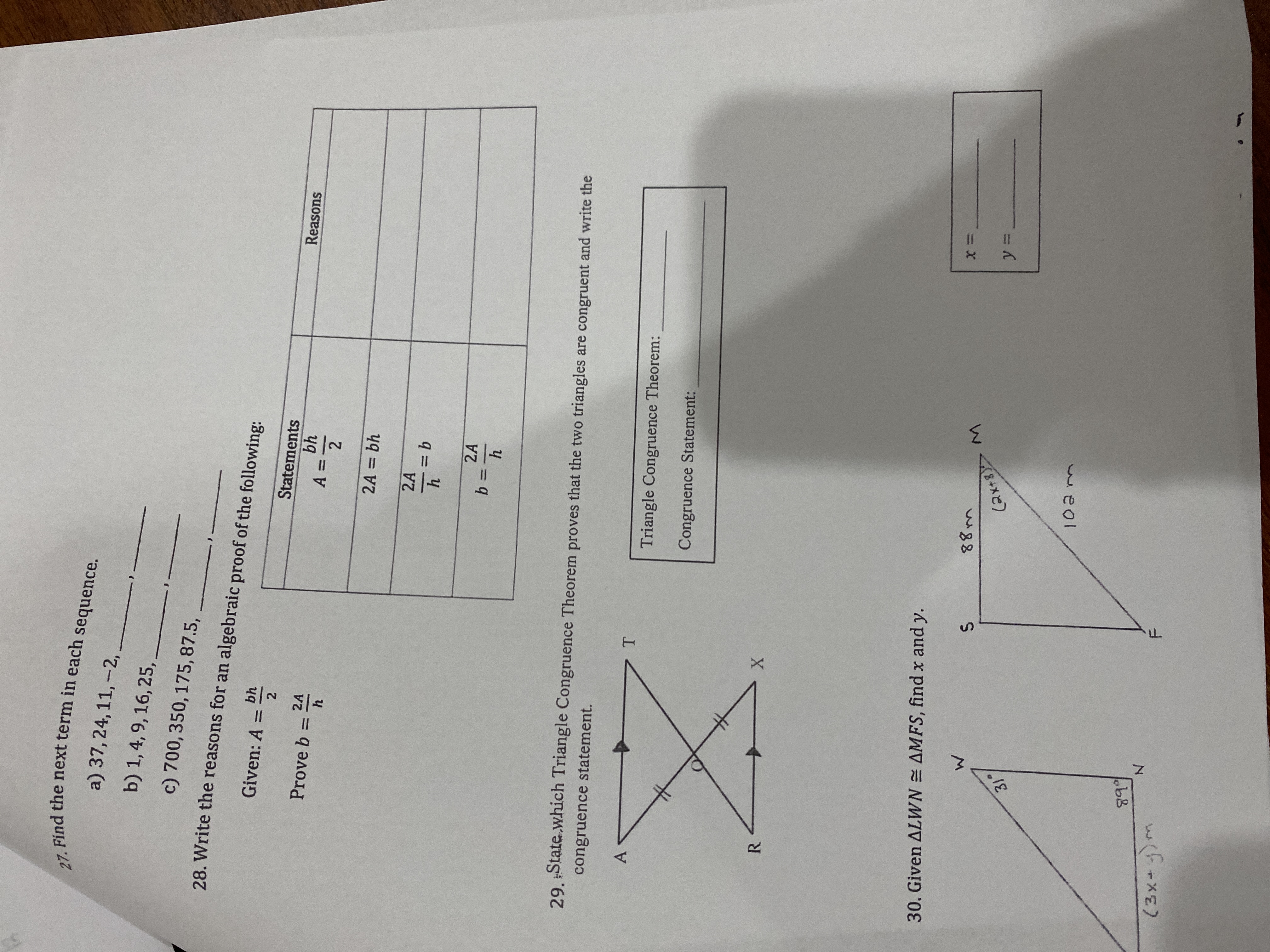 need help with these questions 27. Find the next
