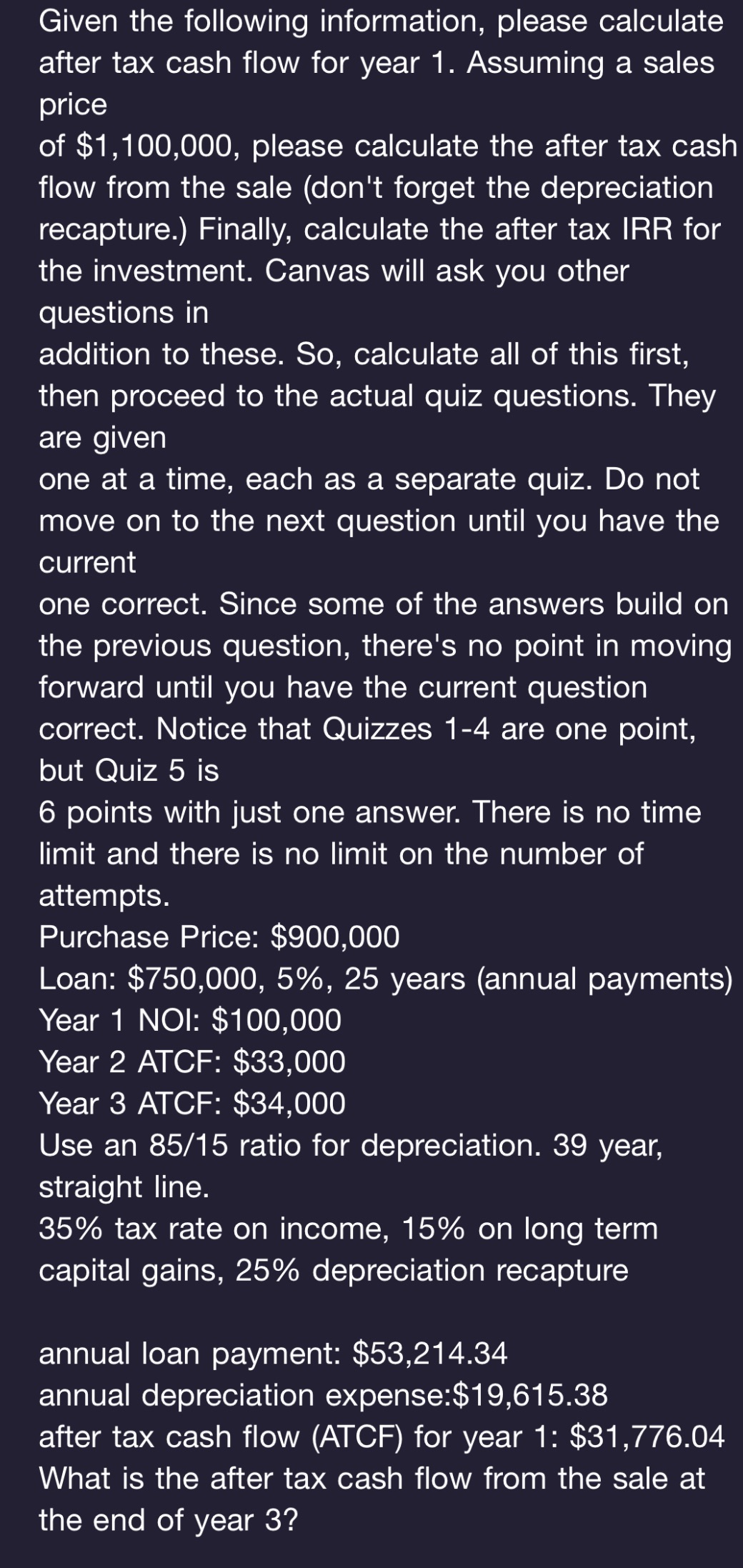 Given the following information, please calculate