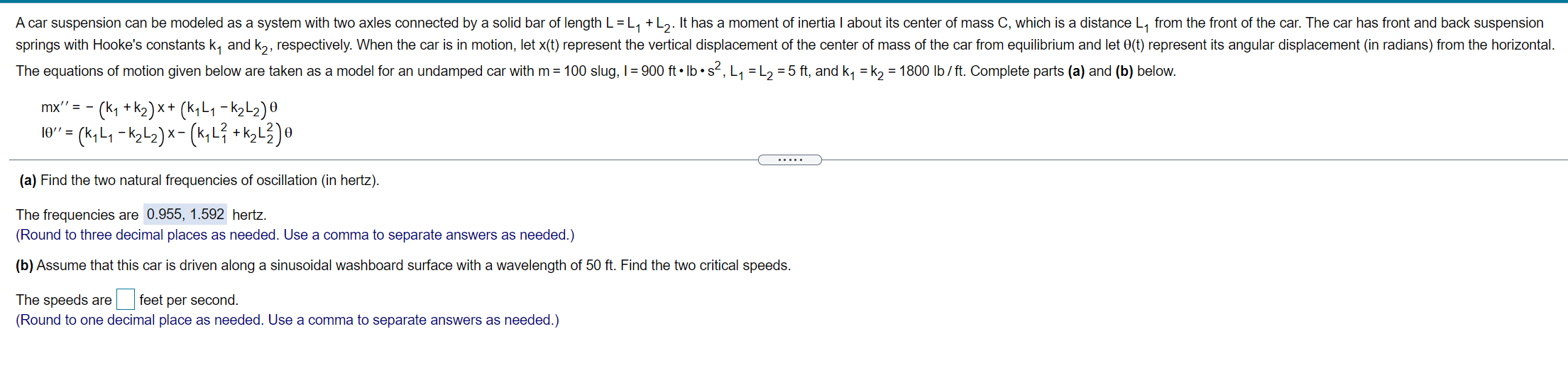 Please help me find the answer to part b. A car