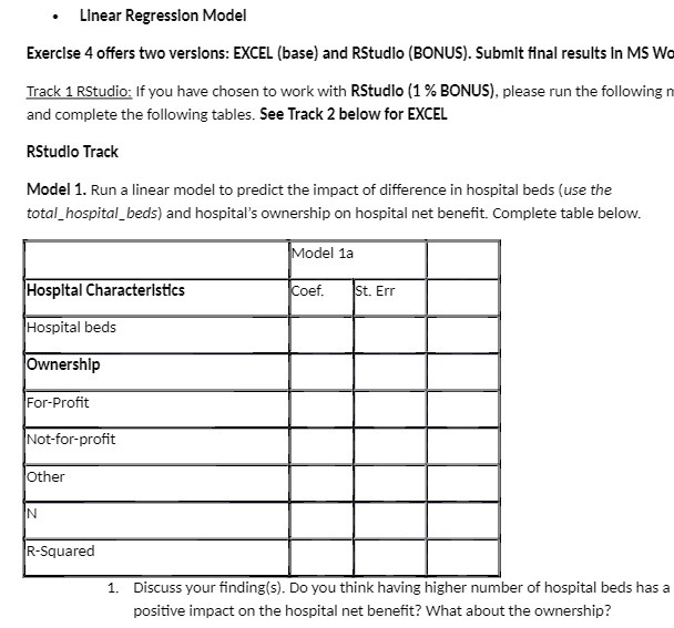 Linear Regression Model Exercise 4 offers two