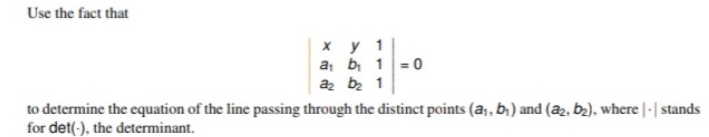 determine the equation of the line passing