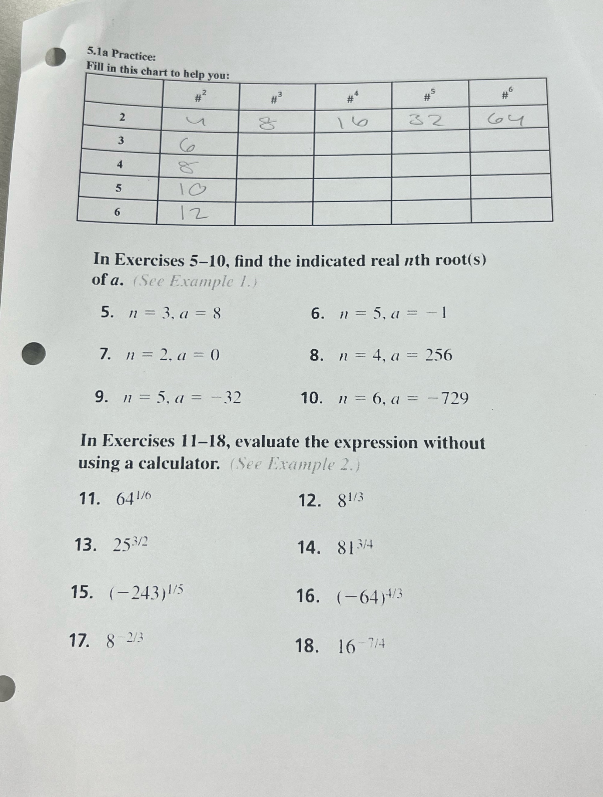 solve each problem with work 5.1a Practice: Fill