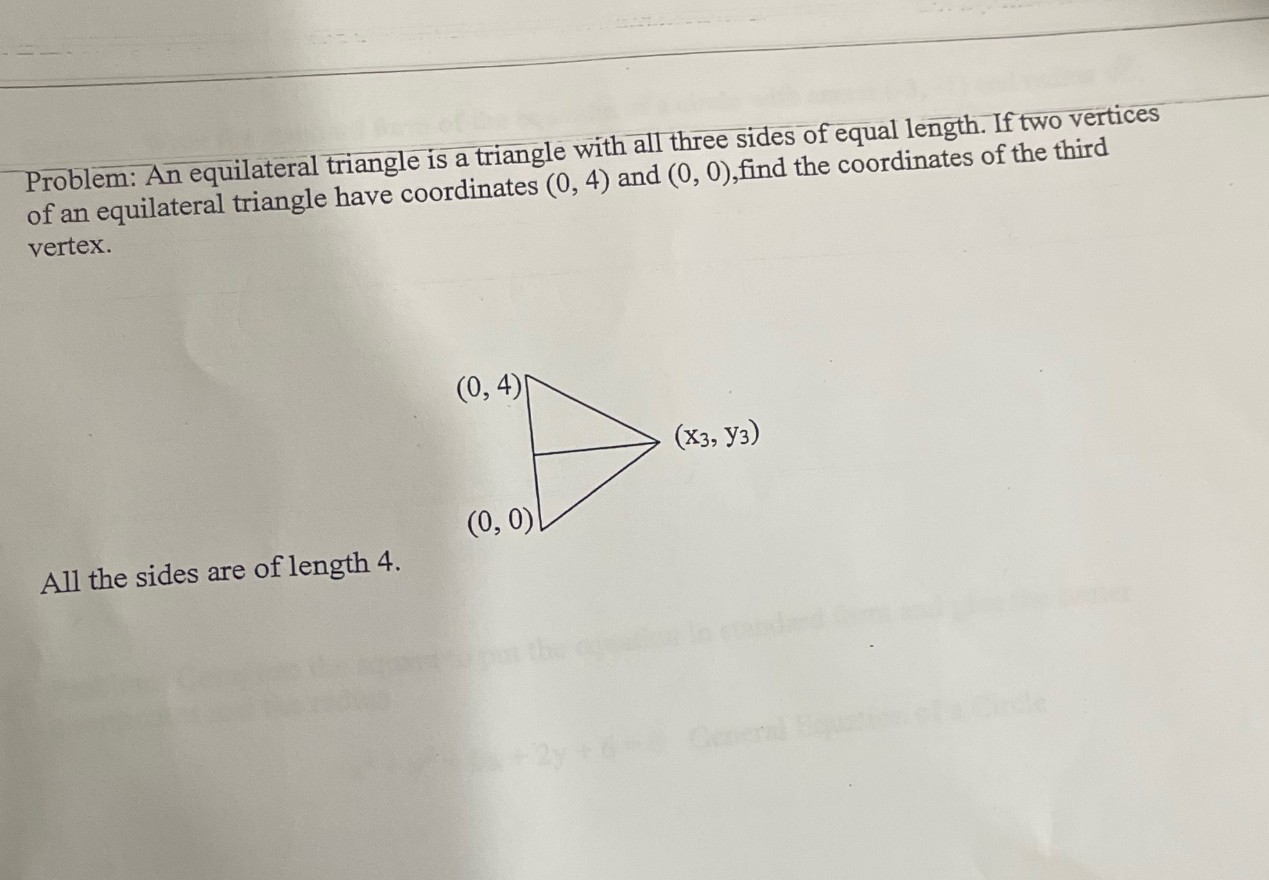 Problem: An equilateral triangle is a triangle