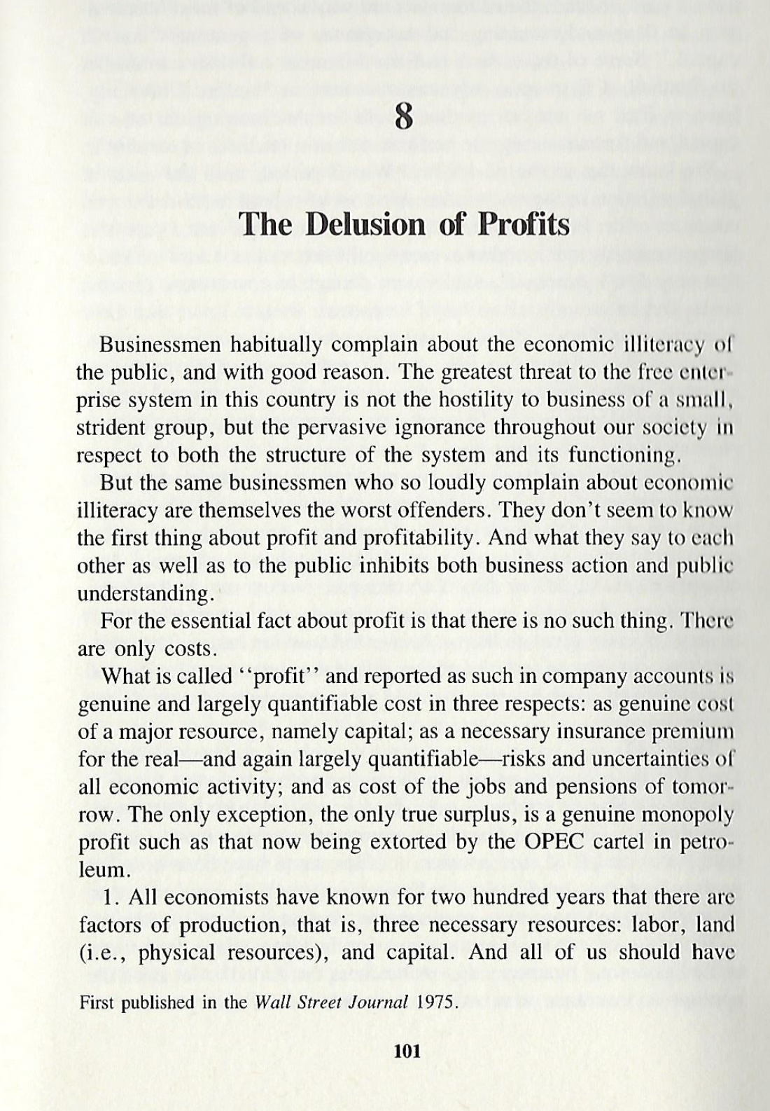 The Delusion of Profits In this article, Drucker