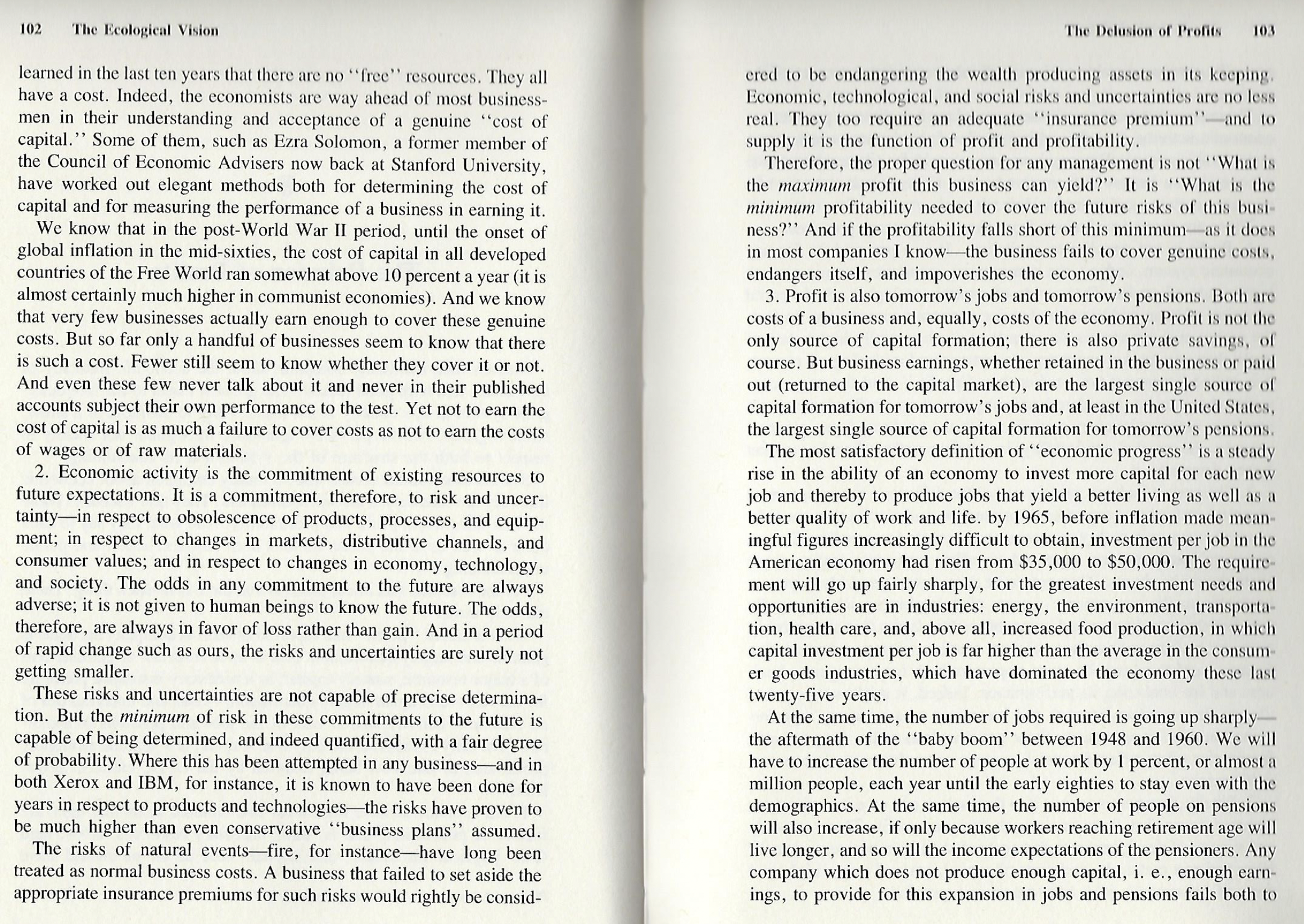 The Delusion of Profits In this article, Drucker
