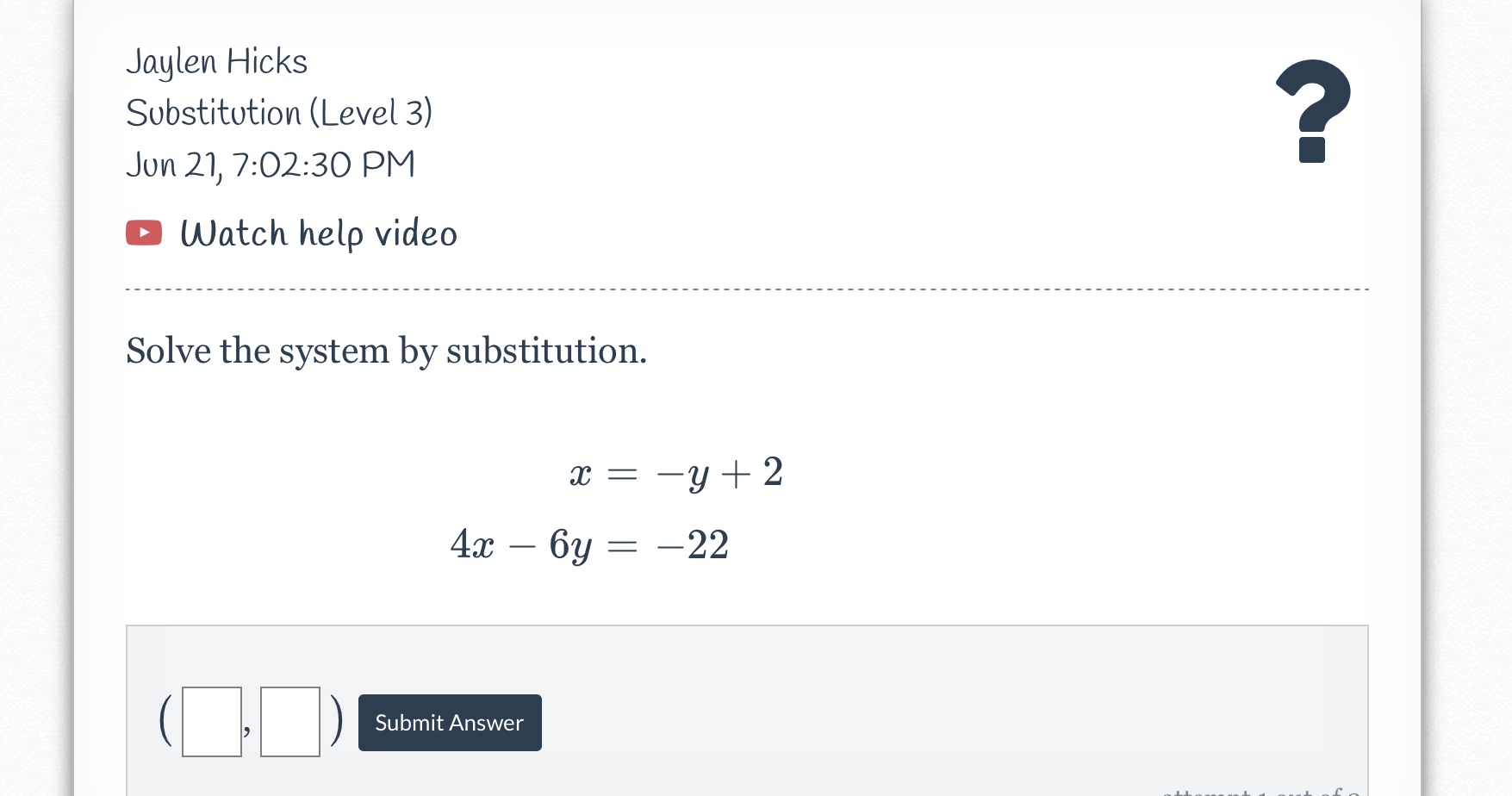 Help Jaylen Hicks Substitution (Level 3) Jun 21,