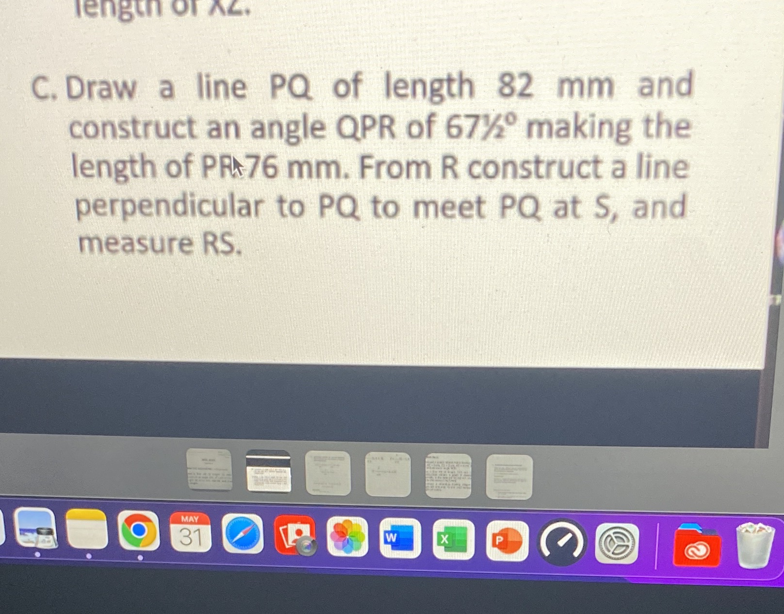 Help length Of Ac. C. Draw a line PQ of length 82