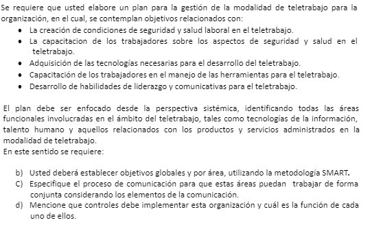 Se requiere que usted elabore un plan para la