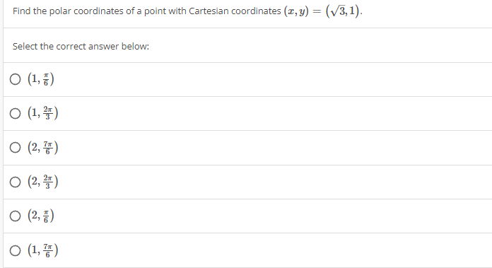 Find the polar coordinates of a point with