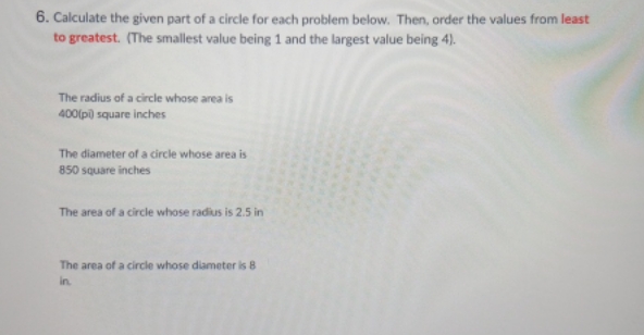 question 6 6. Calculate the given part of a
