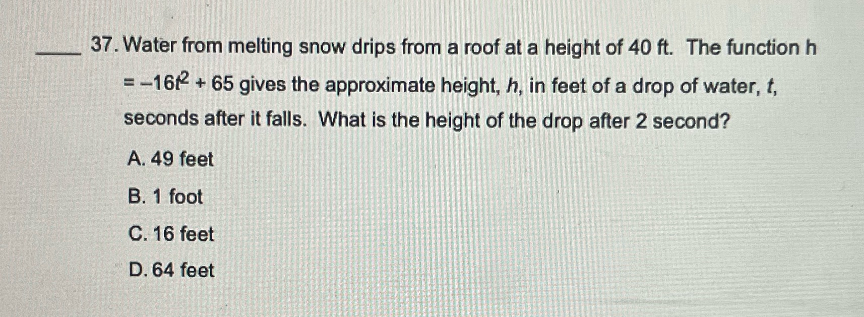 37. Water from melting snow drips from a roof at