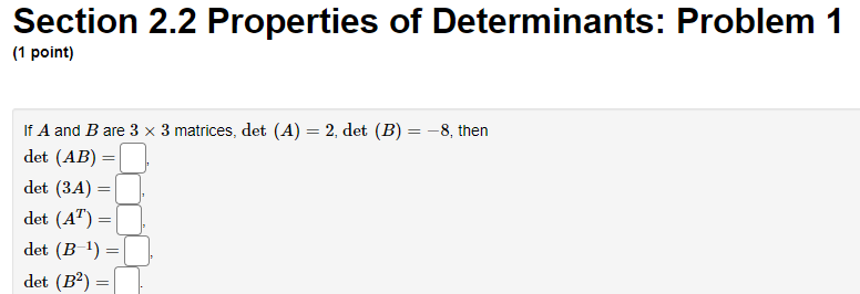 Linear Algebra Final answer only please! Section