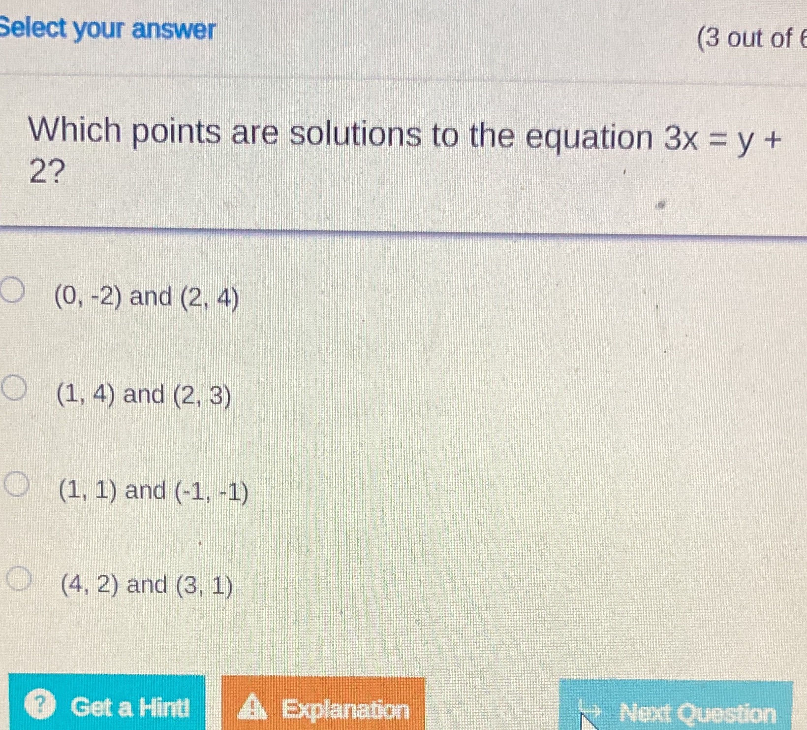 Select your answer (3 out of Which points are