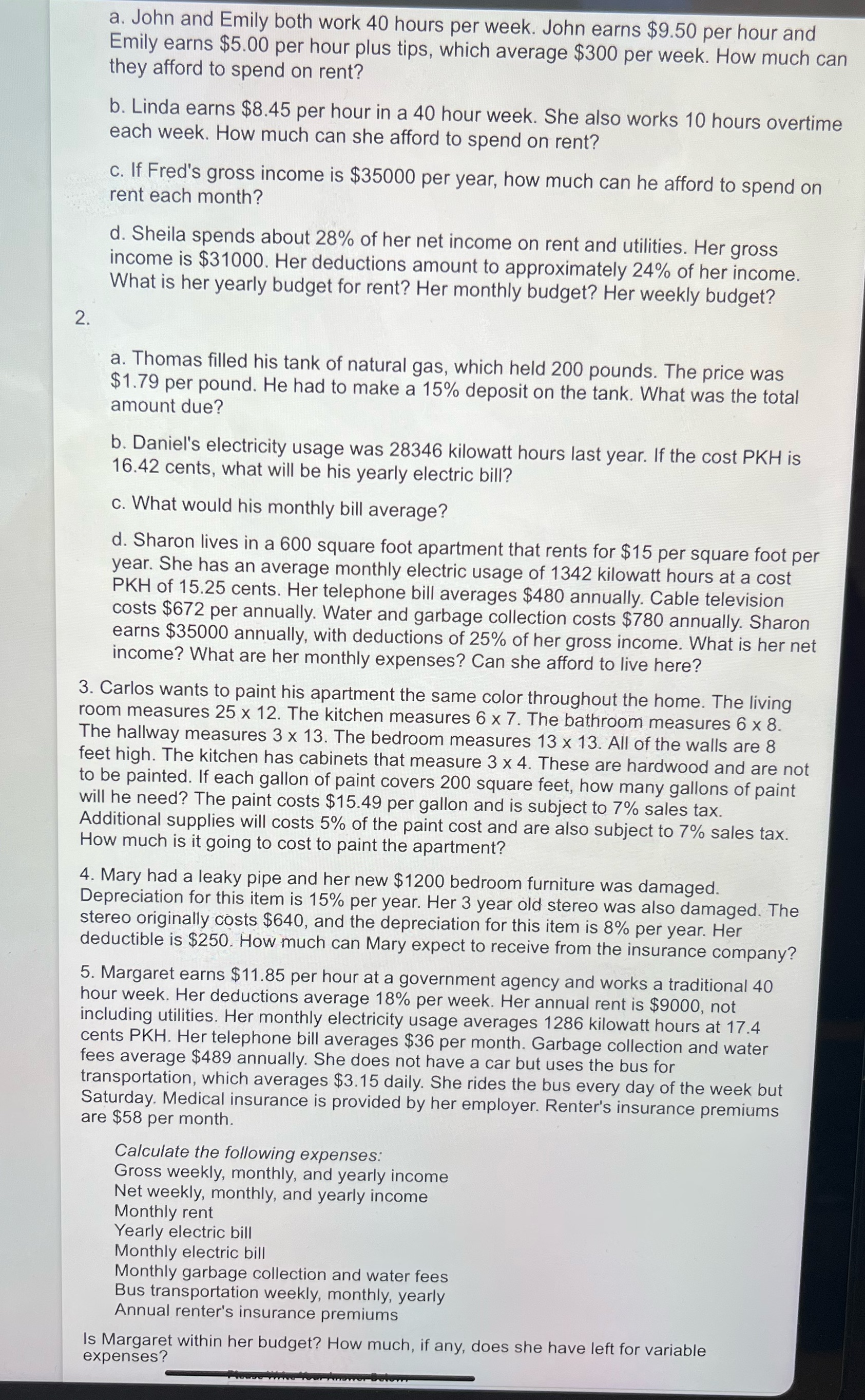 special topics - renting a home a. John and Emily