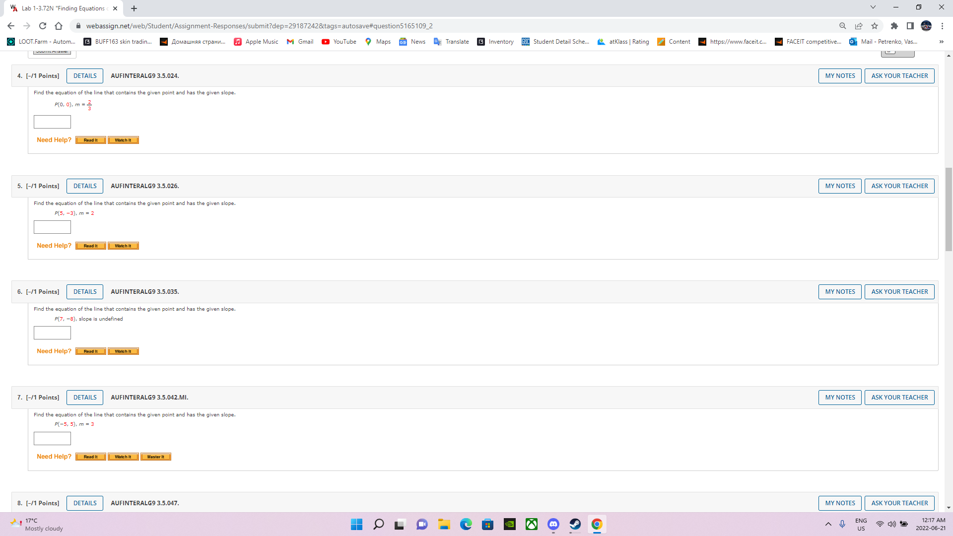 VA Lab 1-3.72N "Finding Equations c X + X > C D
