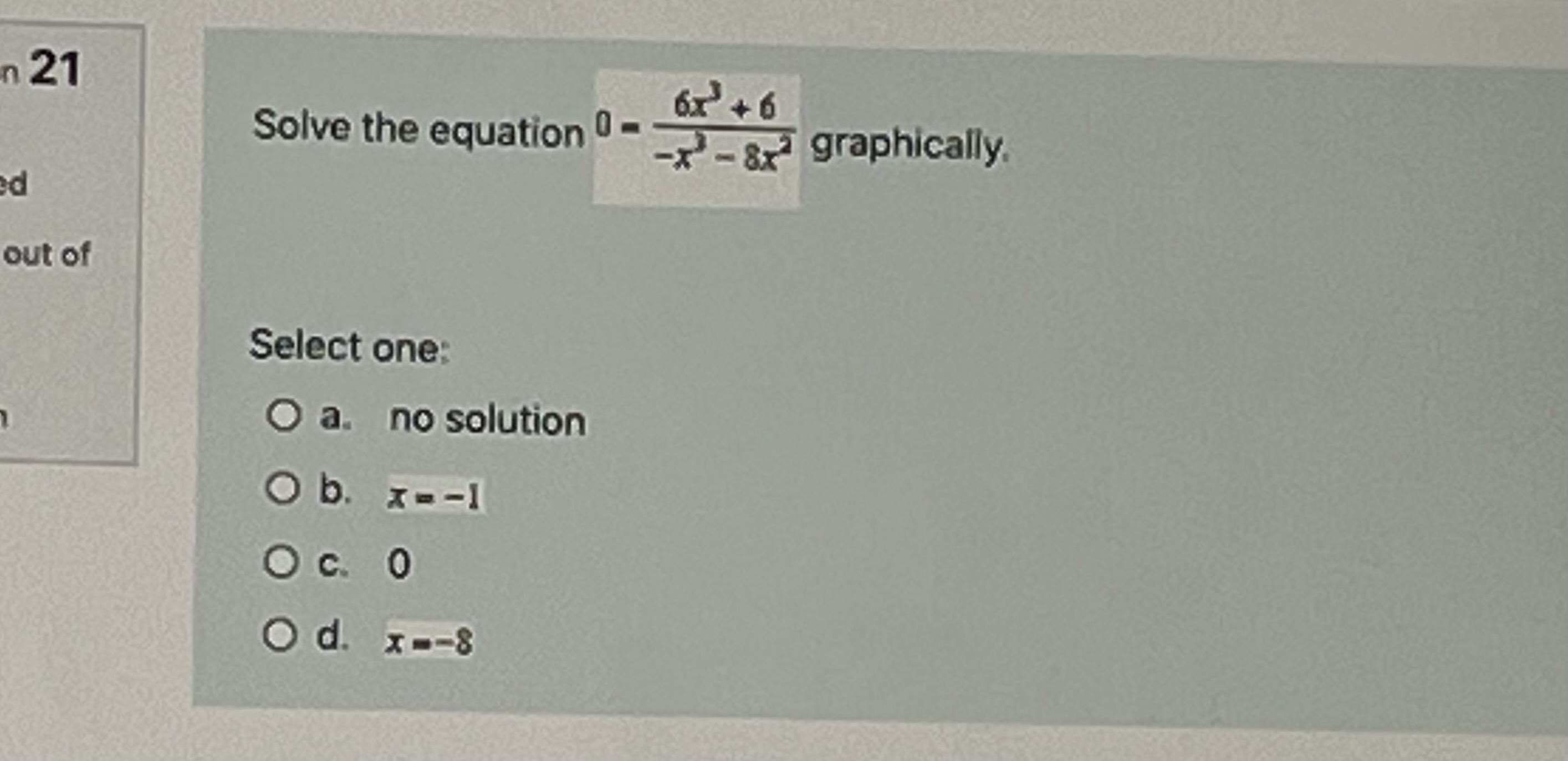 n 21 67+6 Solve the equation 0 - -x' - &x