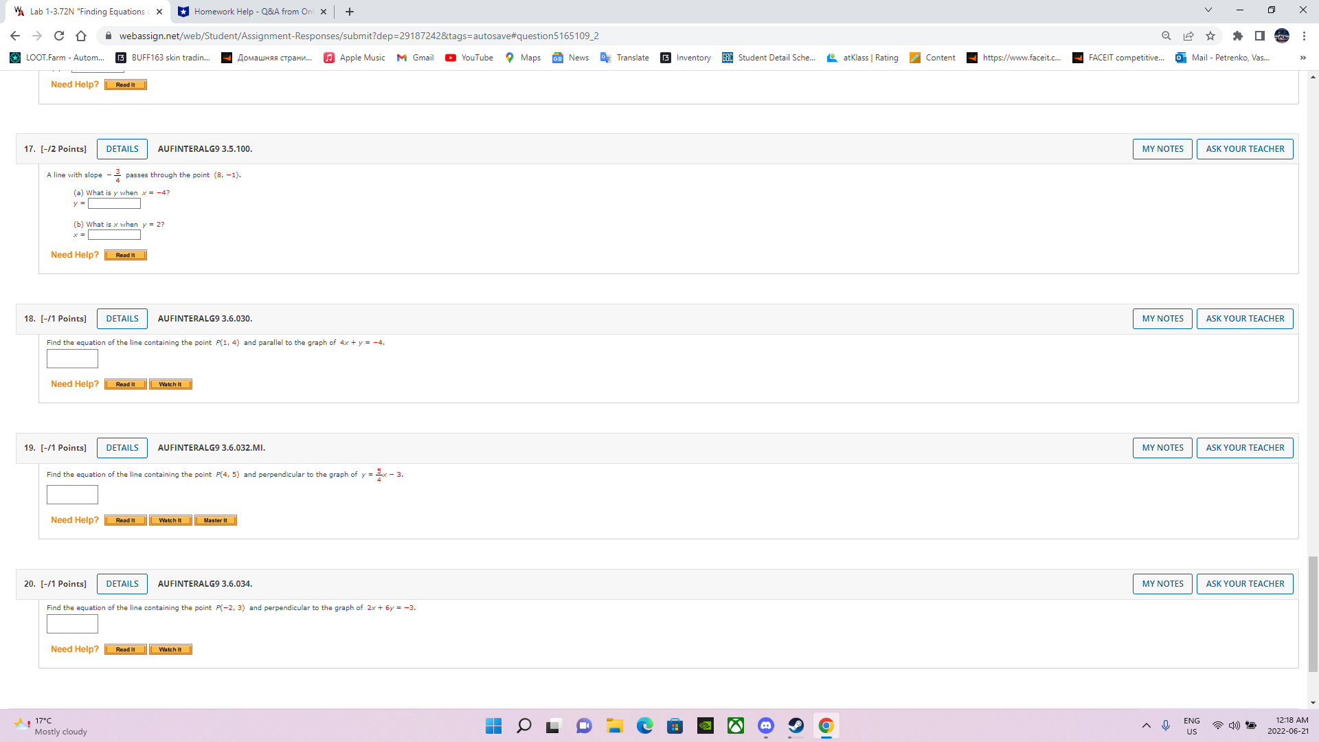 VA Lab 1-3.72N "Finding Equations c X + X > C D