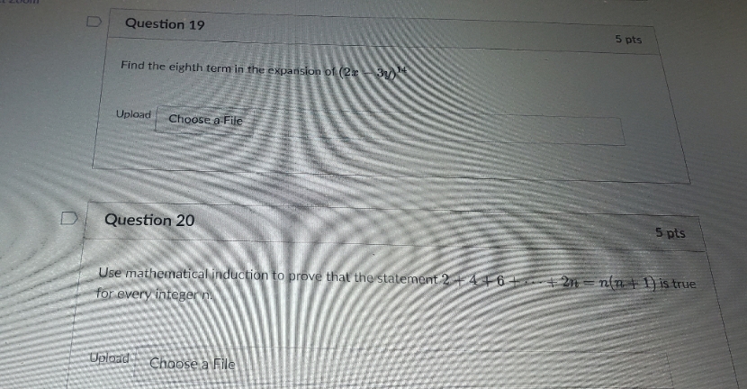 please help D Question 19 5 pts Find the eighth