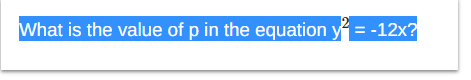 What is the value of p in the equation y = -12x