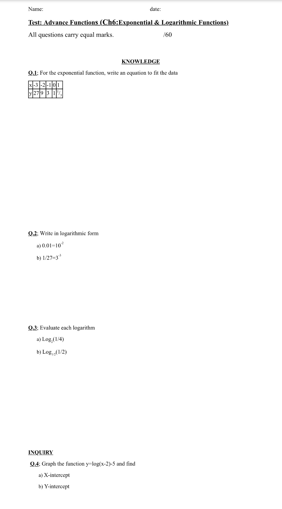 Hey I need help with these questions. Name: date: