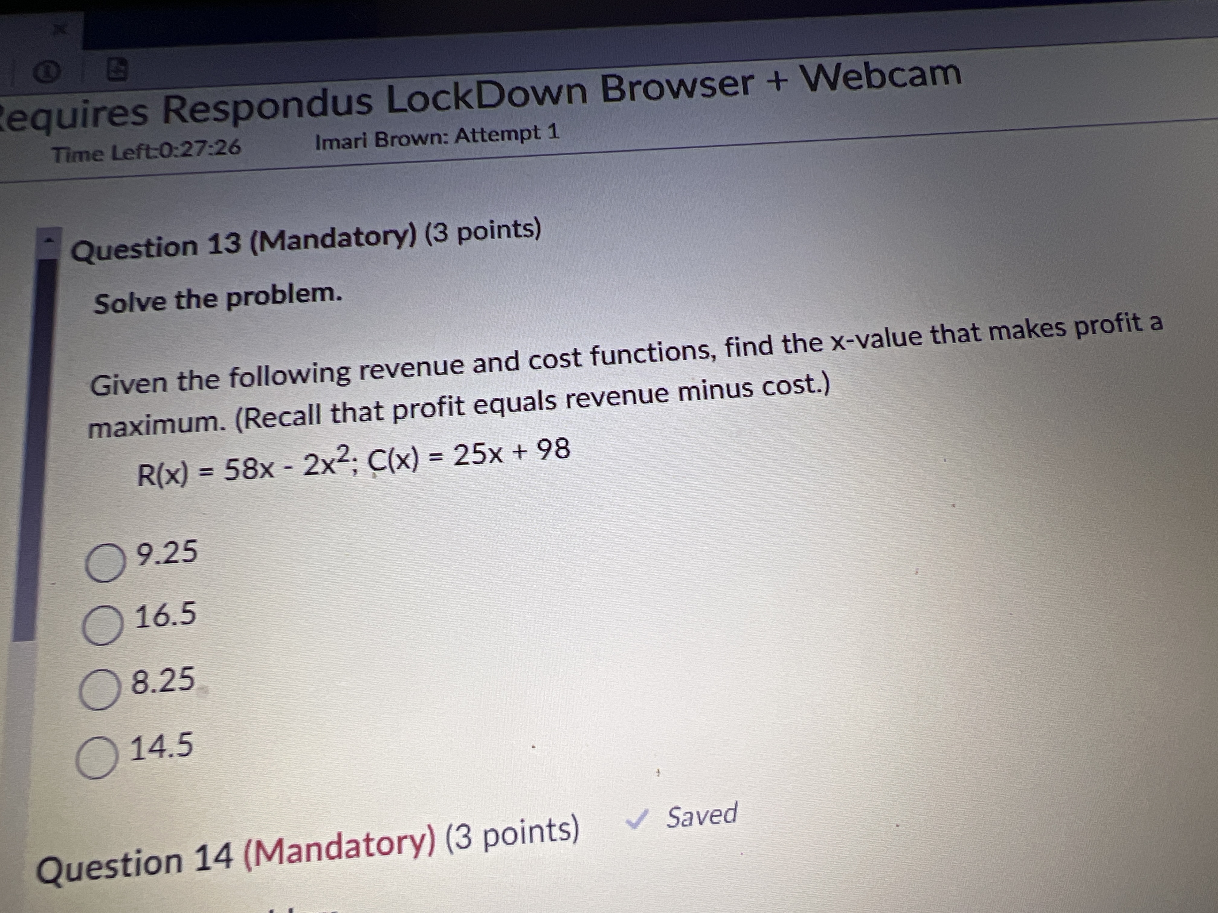 equires Respondus LockDown Browser + Webcam Time