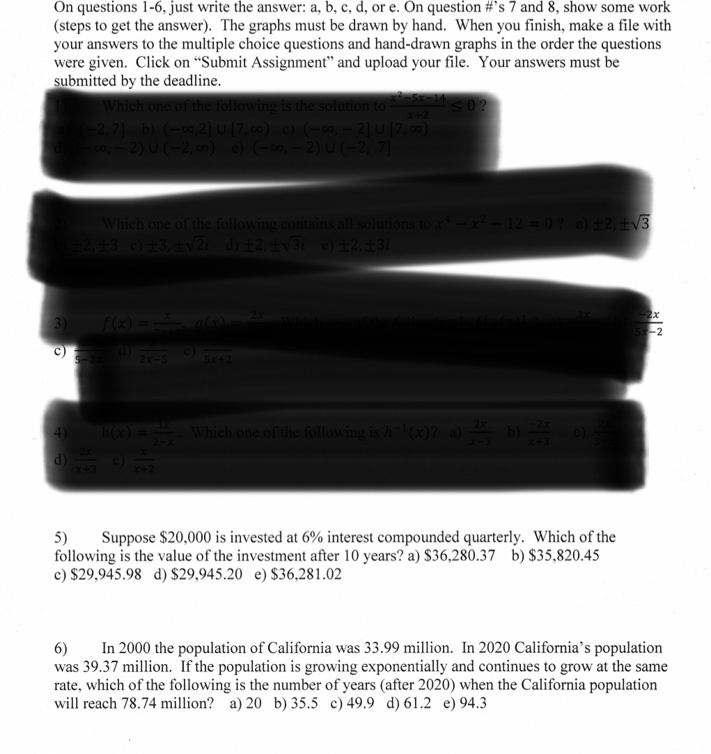 5 & 6 please On questions 1-6, just write the