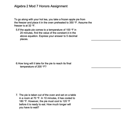 Algebra 2 Mod 7 Honors Assignment Research 3