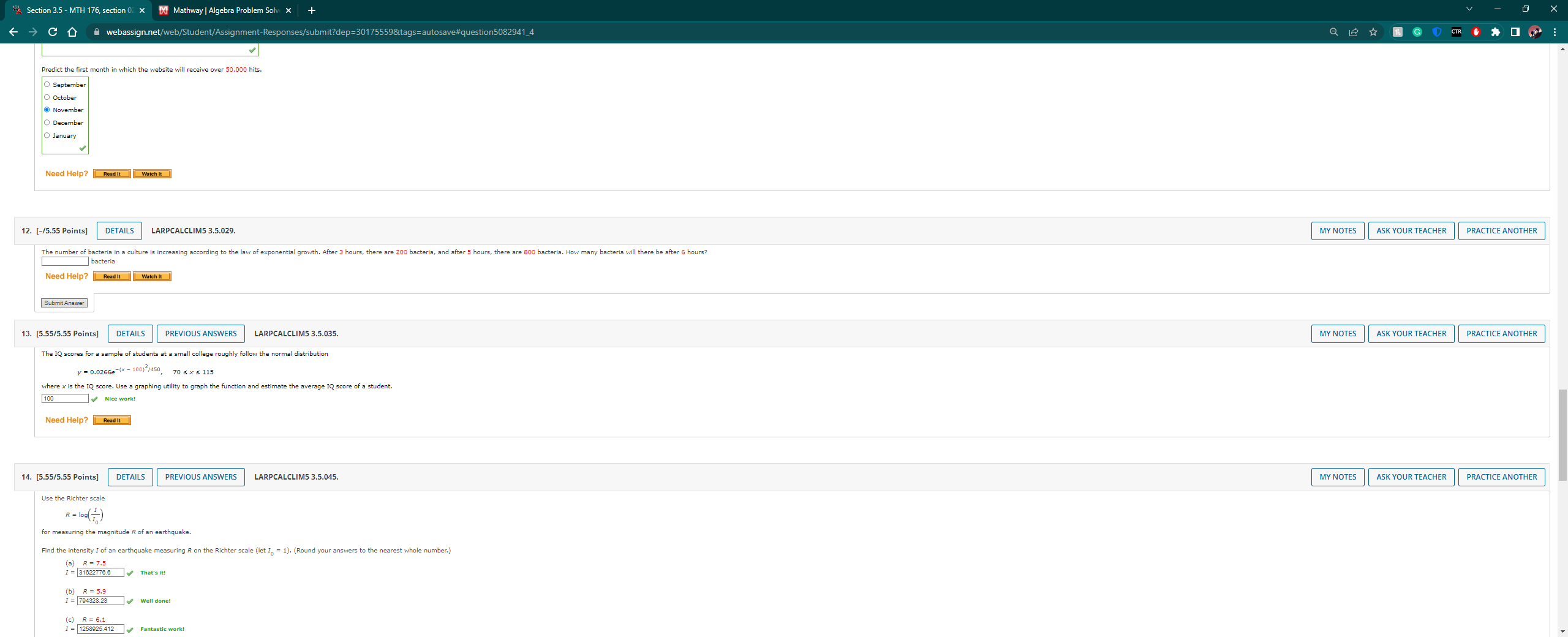 "* Section 3.5 - MTH 176, section 0 x X Mathway |