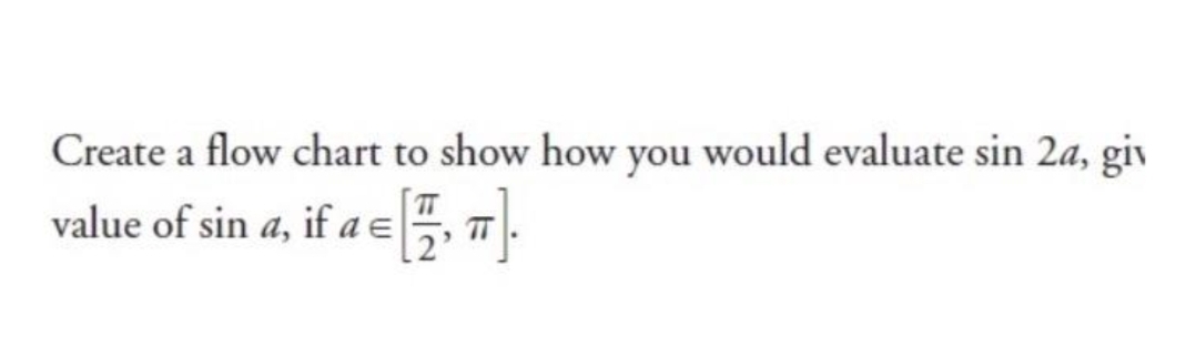 Create a ow chart to show how you would evaluate