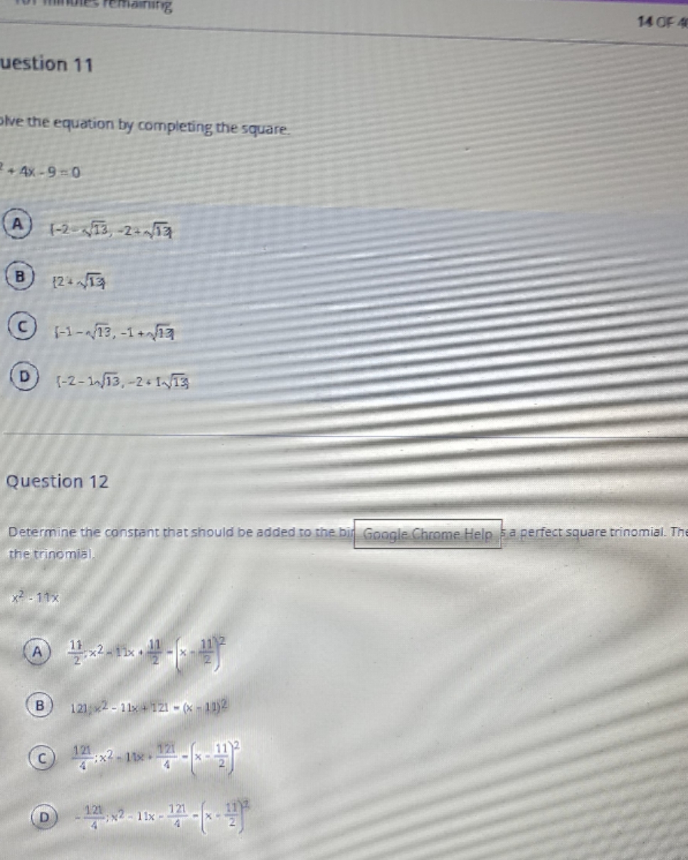 11. solve the equation by completing the square .