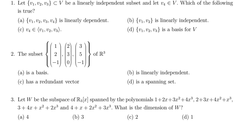 1. Let {1}],UQJ3} C V be a linearly independent.
