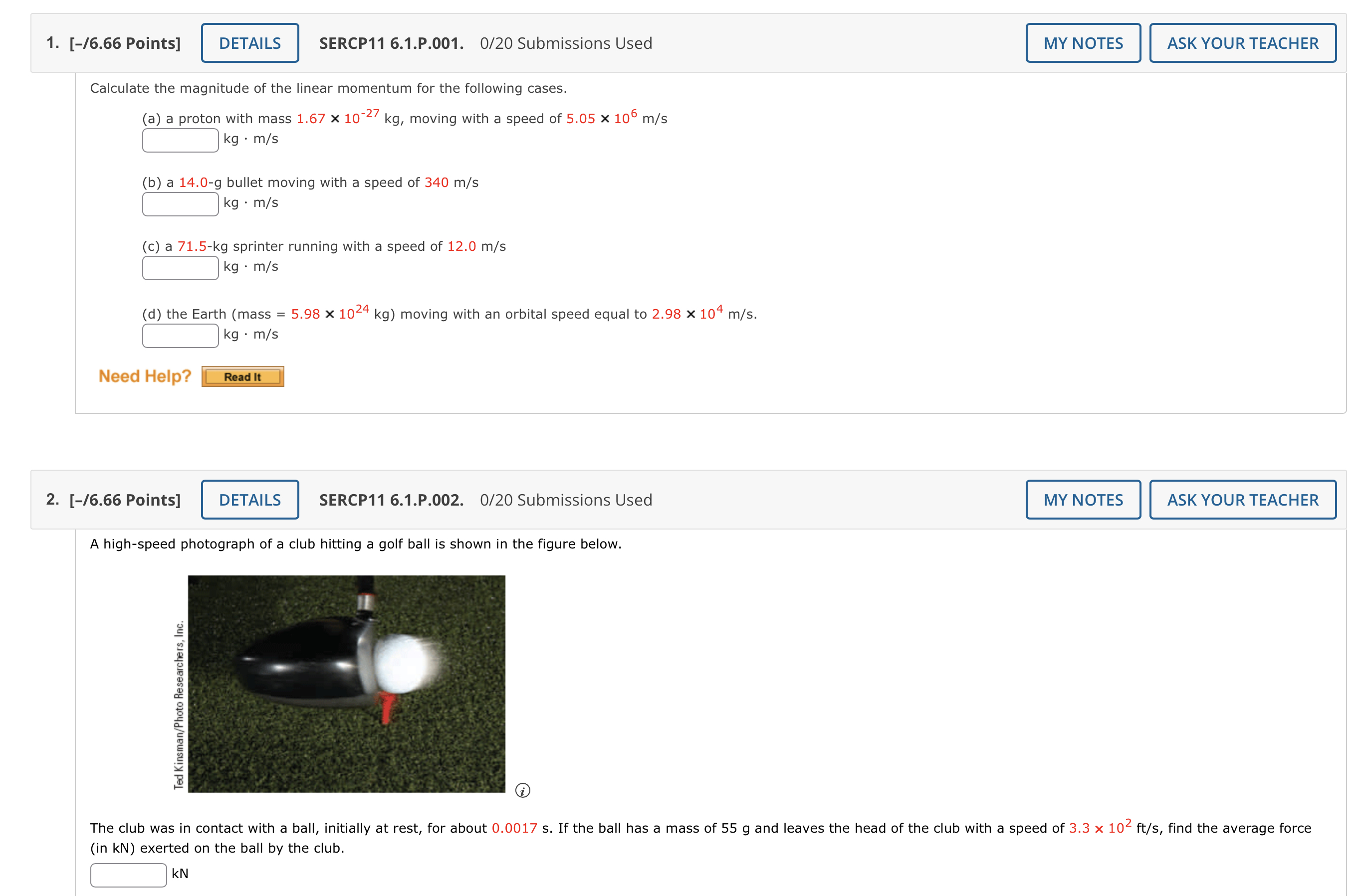 I 1. [-/6.66 Points] DETAILS SERCP11 6.1.P.001.