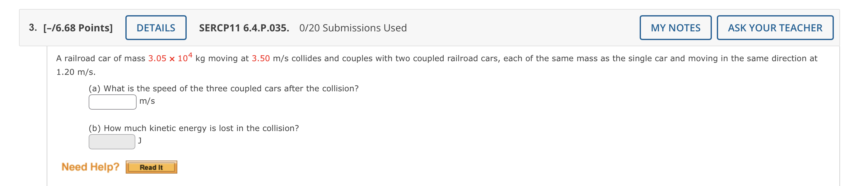 I 1. [-/6.66 Points] DETAILS SERCP11 6.1.P.001.