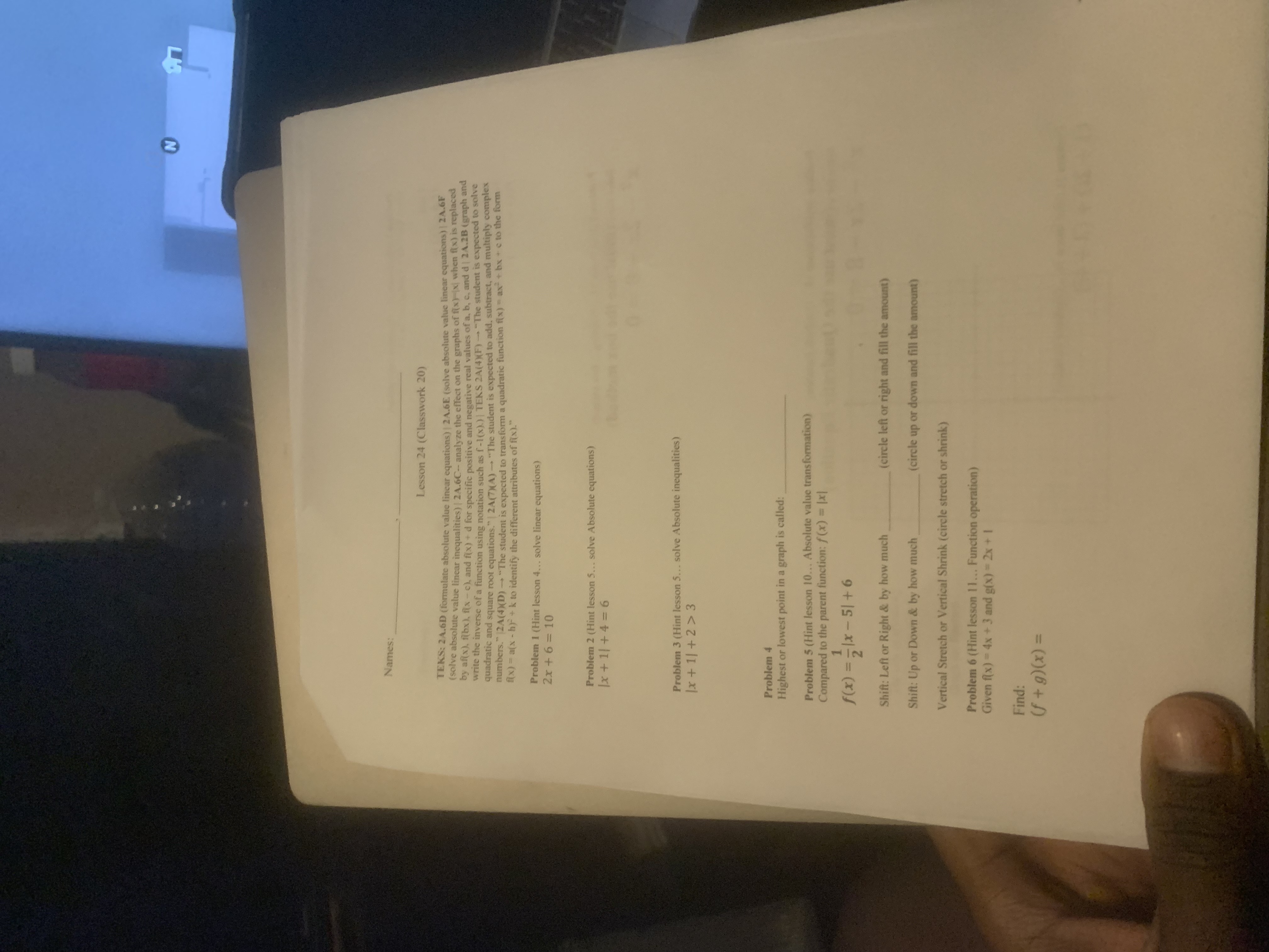 Name: Blast from the Past #6-Classwork Must show