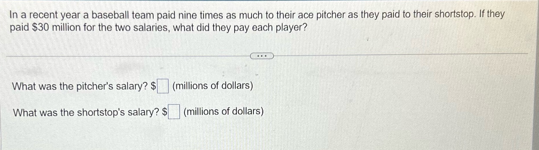 In a recent year a baseball team paid nine times
