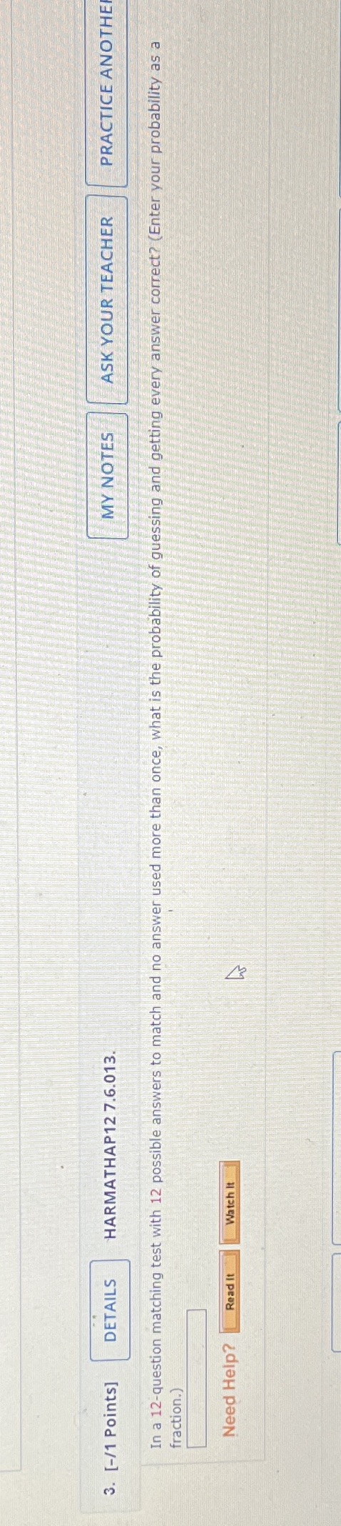 3. [-/1 Points] DETAILS HARMATHAP12 7.6.013. MY