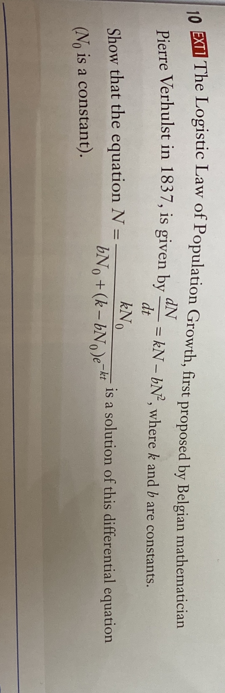 10 EXT] The Logistic Law of Population Growth,