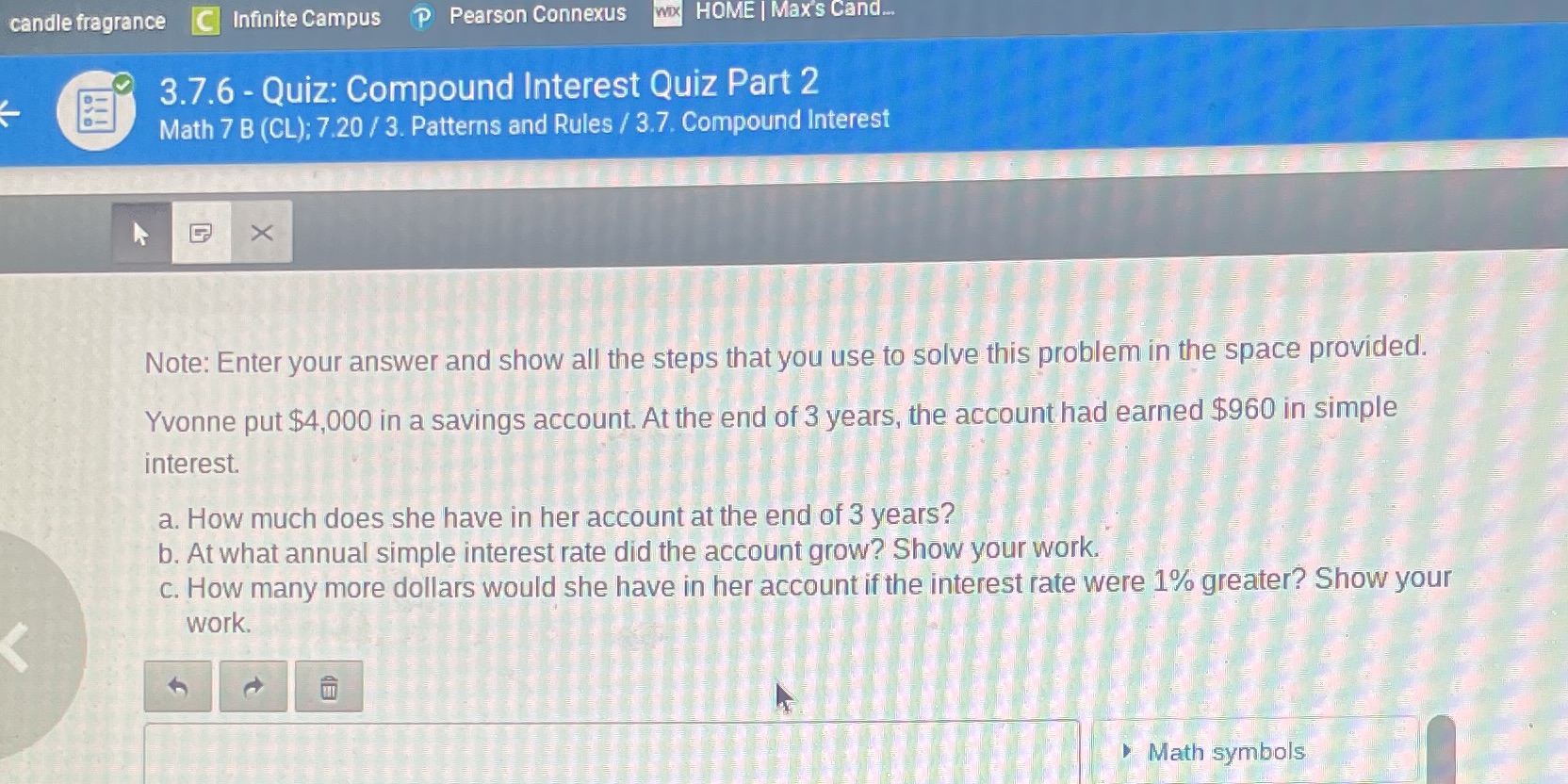 candle fragrance C Infinite Campus P Pearson