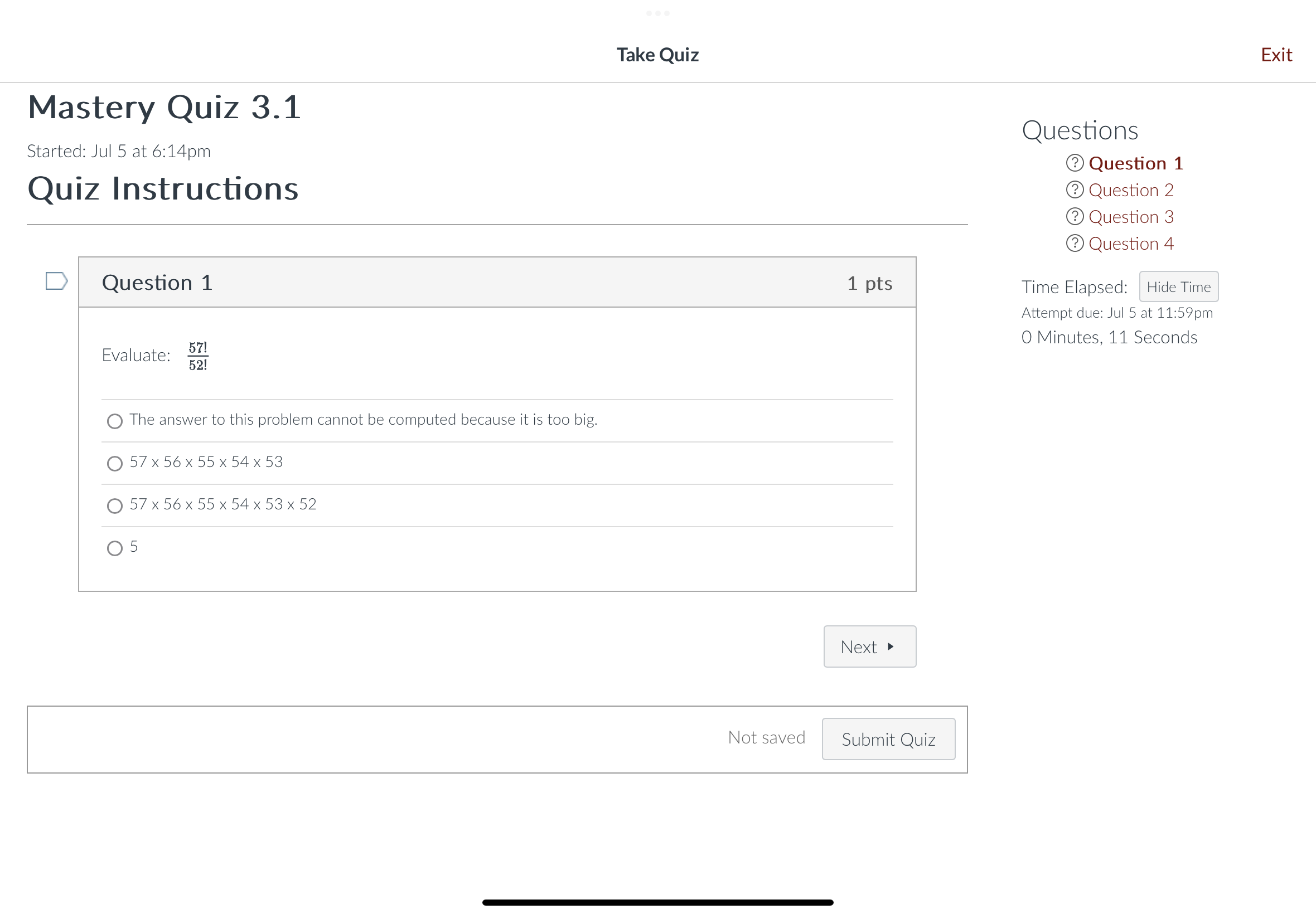 Take Quiz Exit Mastery Quiz 3.1 Questions