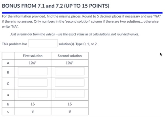BONUS FROM 7.1 and 7.2 (UP TO 15 POINTS) For the