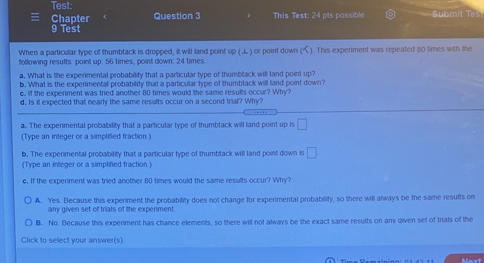 Test: Chapter < Question 3 This Test: 24 pts