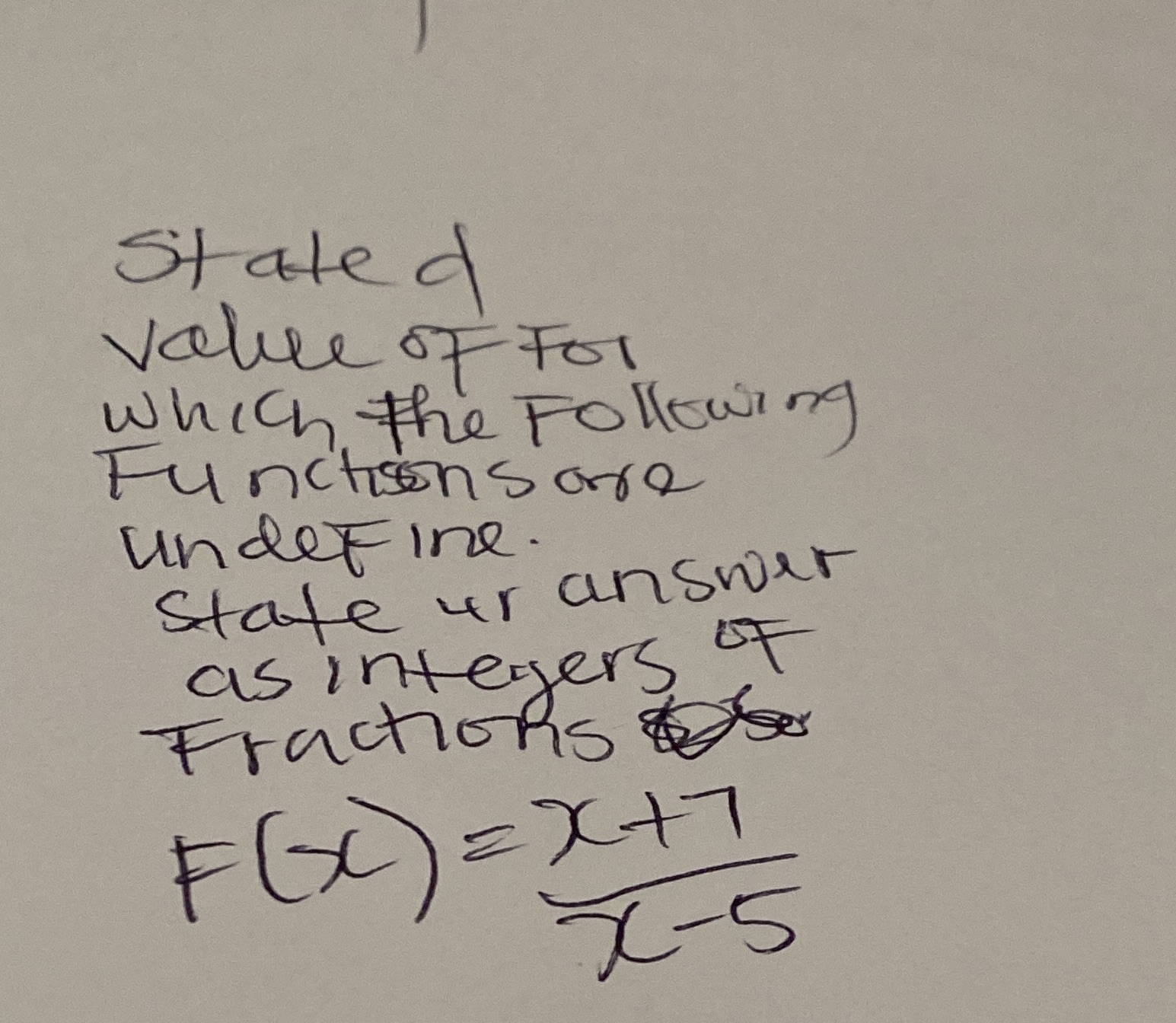 State d value OF For which the Following