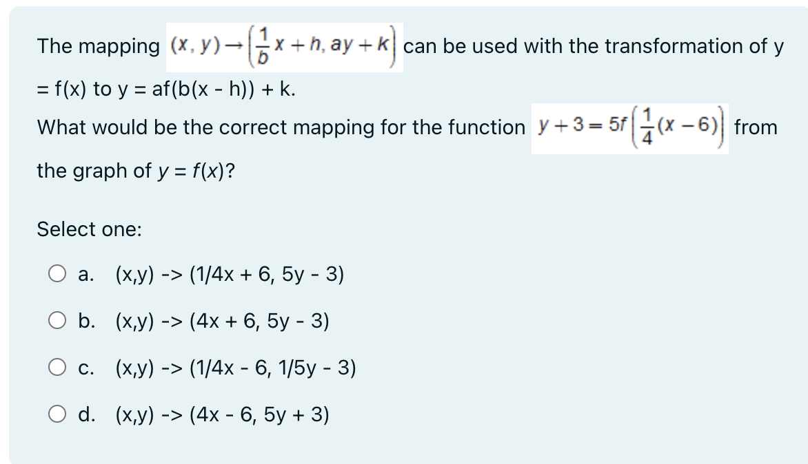 The mapping (1" .V) - lg X - h, ay - K can be