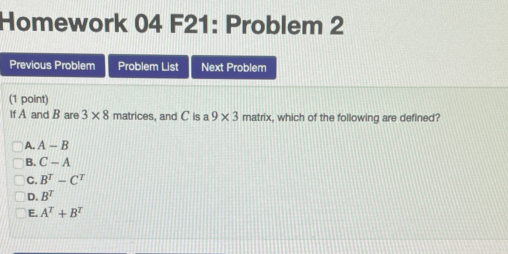 Question 2 Homework 04 F21: Problem 2 Previous