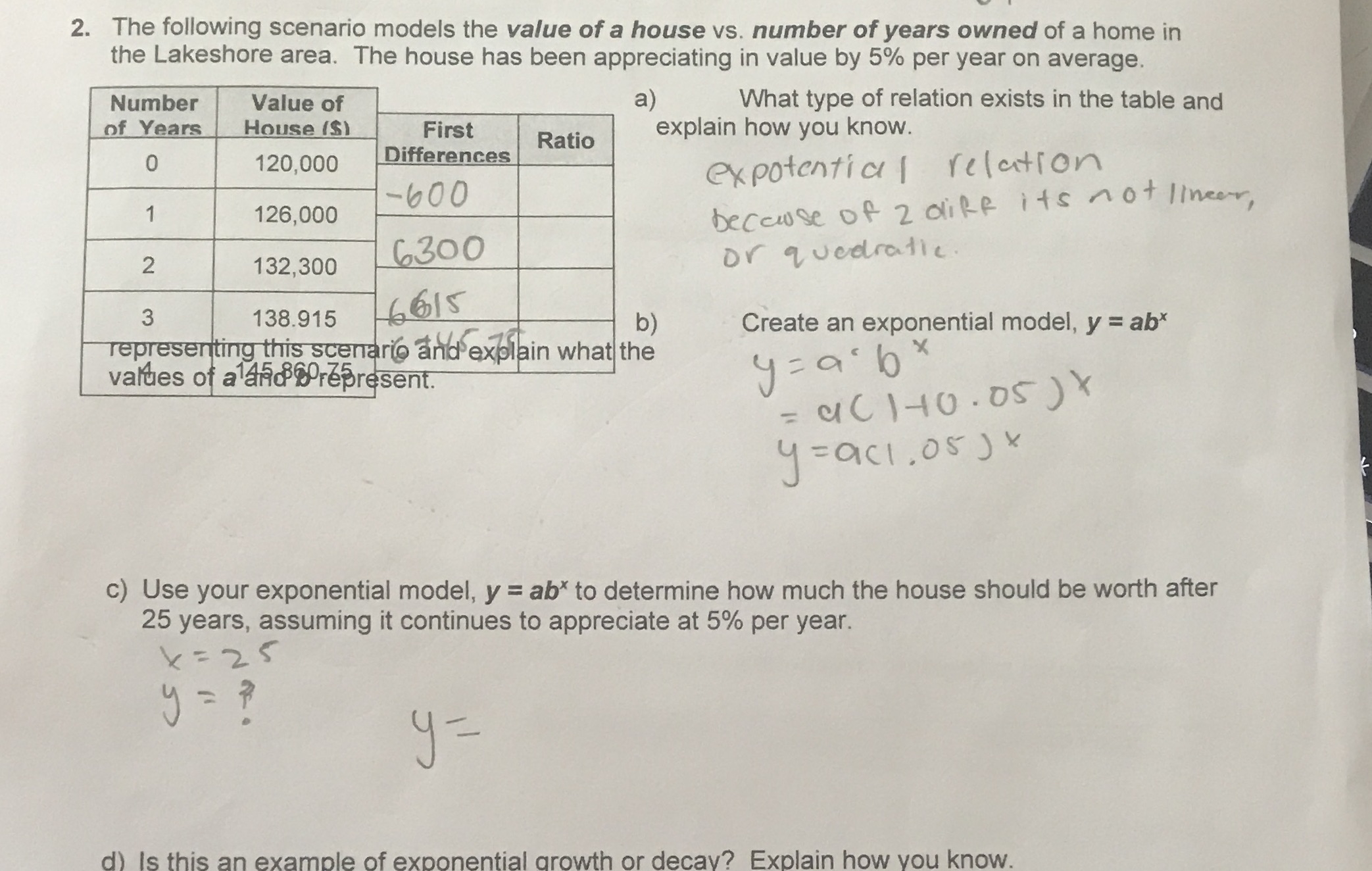 2. The following scenario models the value of a