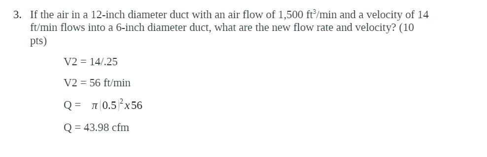 3. If the air in a 12-inch diameter duct with an