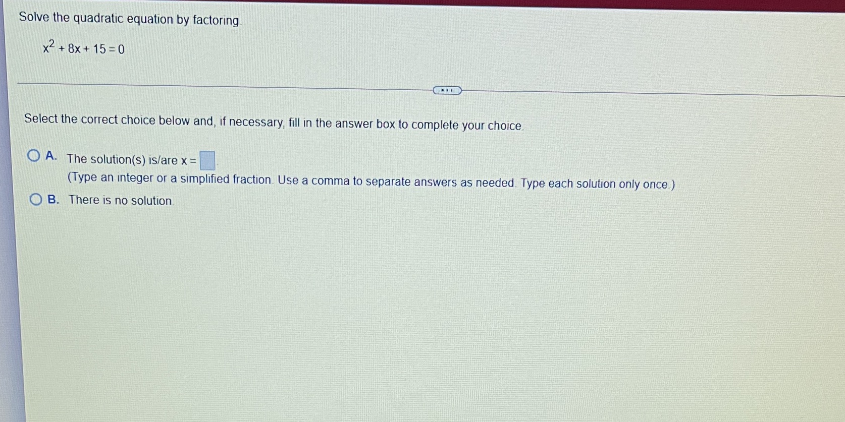 Thanks Solve the quadratic equation by factoring