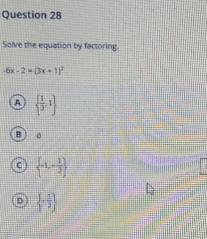 solve the equation by factoring \f