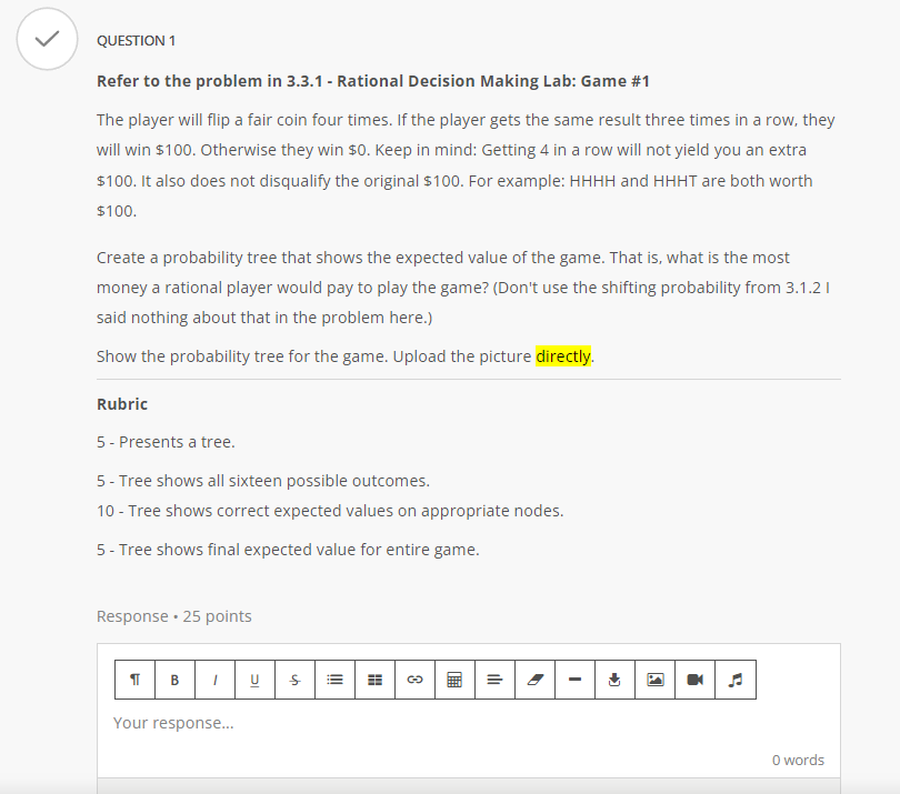 QUESTION 1 Refer to the problem in 3.3.1 -